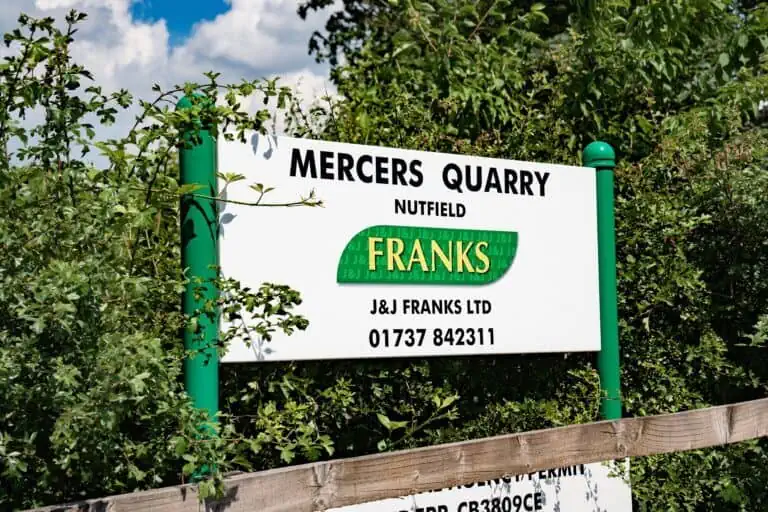 Mercers Quarry Nutfield Sign